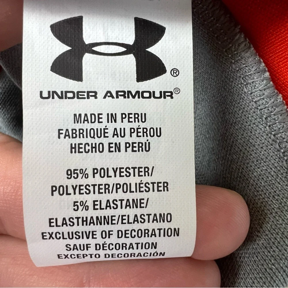Under Armour NWT Men's Gray and Orange Heat Gear Golf Polo Large Men’s Shirt - Picture 9 of 9